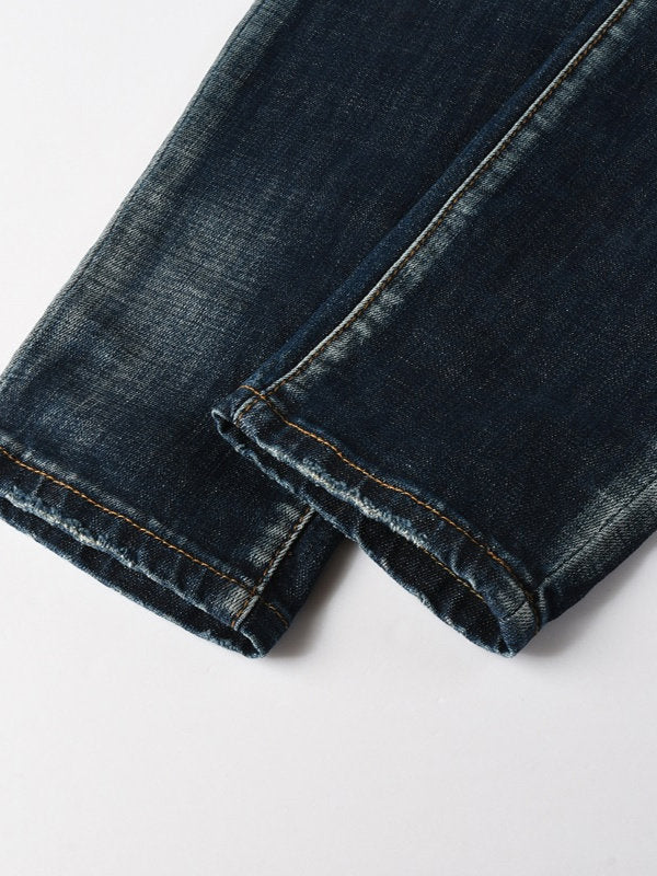 Washed slim fit denim jeans met smalle pijpen voor heren