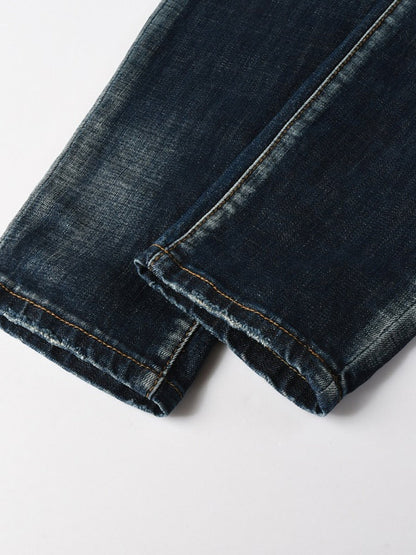 Washed slim fit denim jeans met smalle pijpen voor heren