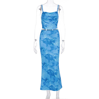 Print Sexy  Backless Hip-hugging Slim Two-piece Set
