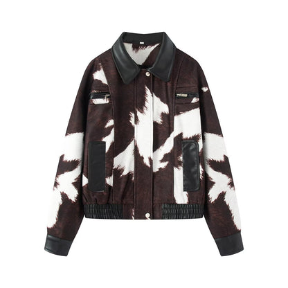 Imitation leather splicing jacket