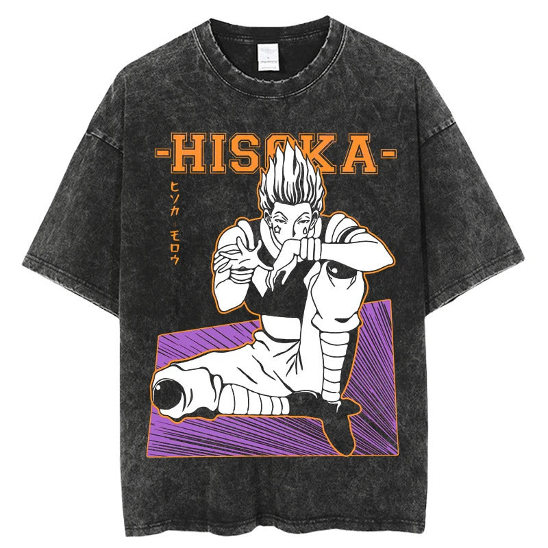 Summer New Fullmetal Alchemist Anime Print T-Shirt Summer Cotton Washed Top Retro Vintage Short Sleeve