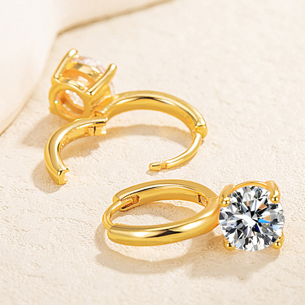 Classic Four-Claw Zircon Earrings