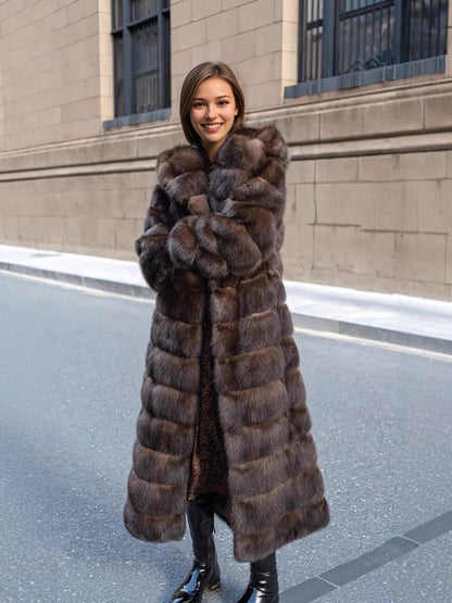 Womens Hooded Long Coat