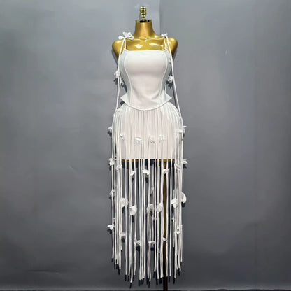 Elegant Tassel Strap Evening Dress