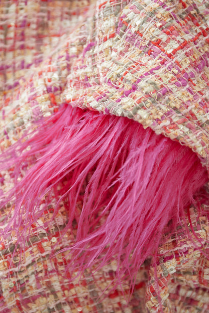 Zacht veren jasje met strikjes - groen