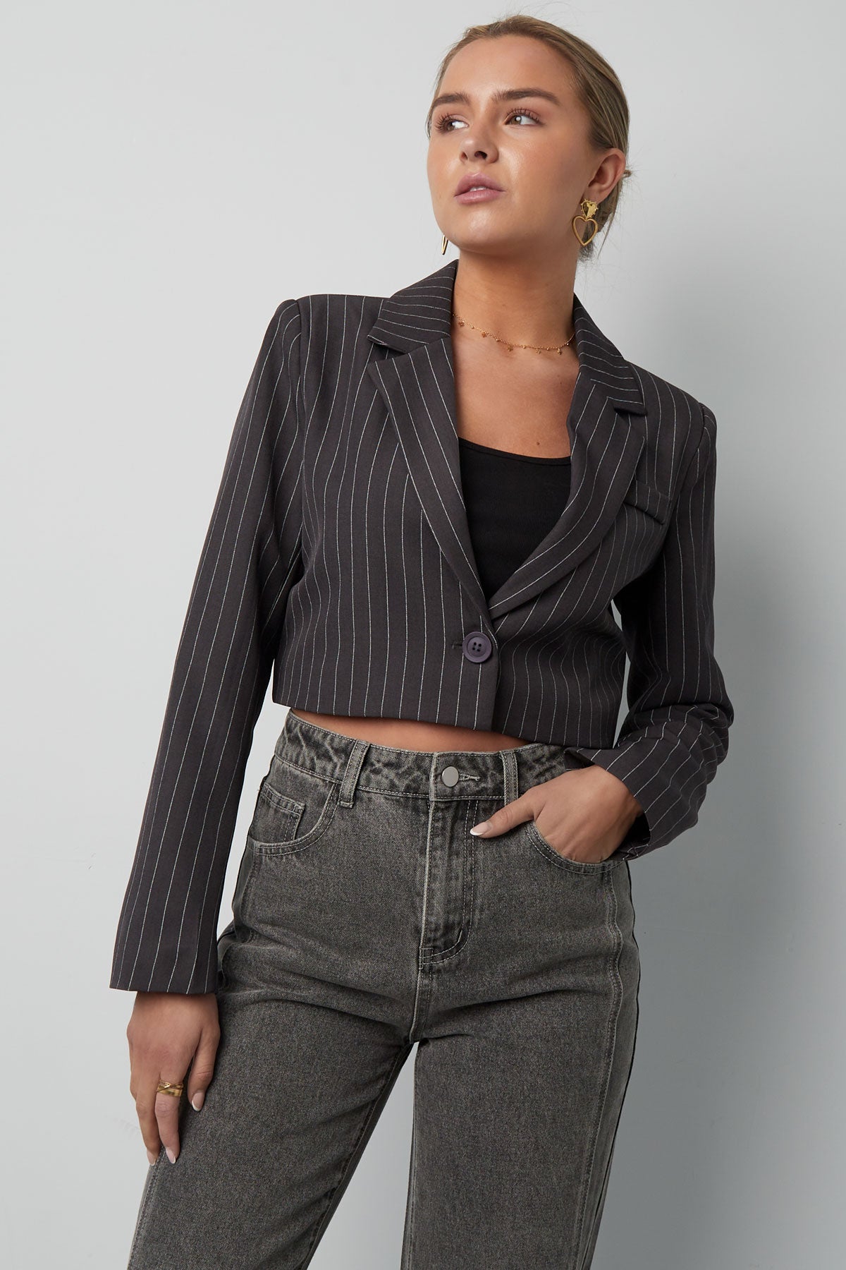 Krijtstreep cropped blazer