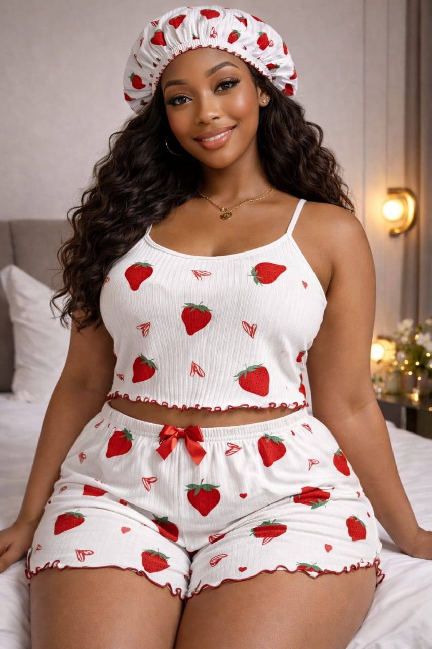 Women's Home Clothes Shower Cap Sling Shorts Pants Threaded Set
