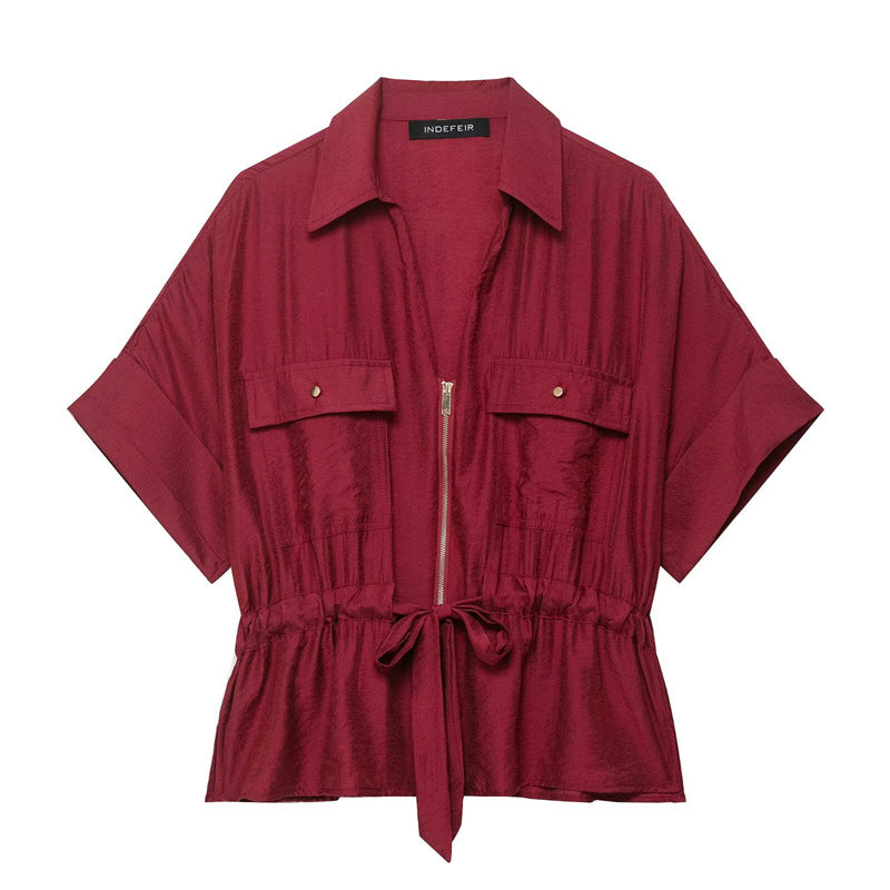 Elegant Style Design Shirt Top and Wide-Leg Pants Set