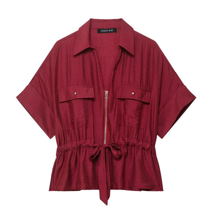 Elegant Style Design Shirt Top and Wide-Leg Pants Set