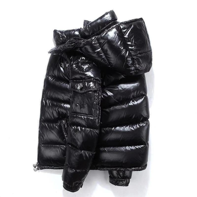 Men's Shiny Short Down Jacket White Goose Down Fill