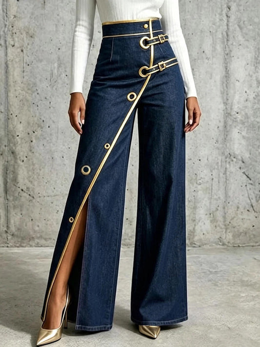 Womens Straight Leg Denim Pants