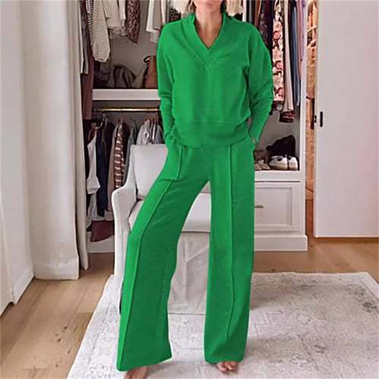 Set van losse top met lange mouwen en wijde broek