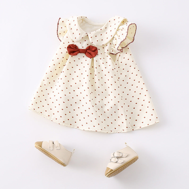 Baby Girl Princess Romper with Heart Polka Dots