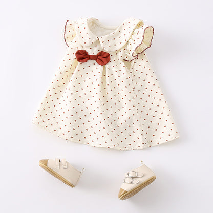 Baby Girl Princess Romper with Heart Polka Dots