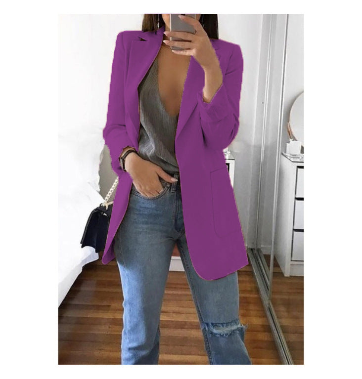 European and American fashion collar slim fit cardigan temperament suit jacket for women