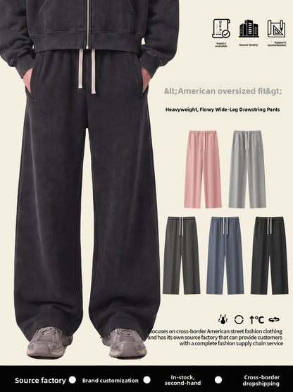 Heavyweight Washed Wide Leg Casual Pants