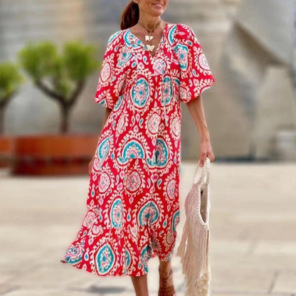 Geometric Collage Puff Sleeve Dress