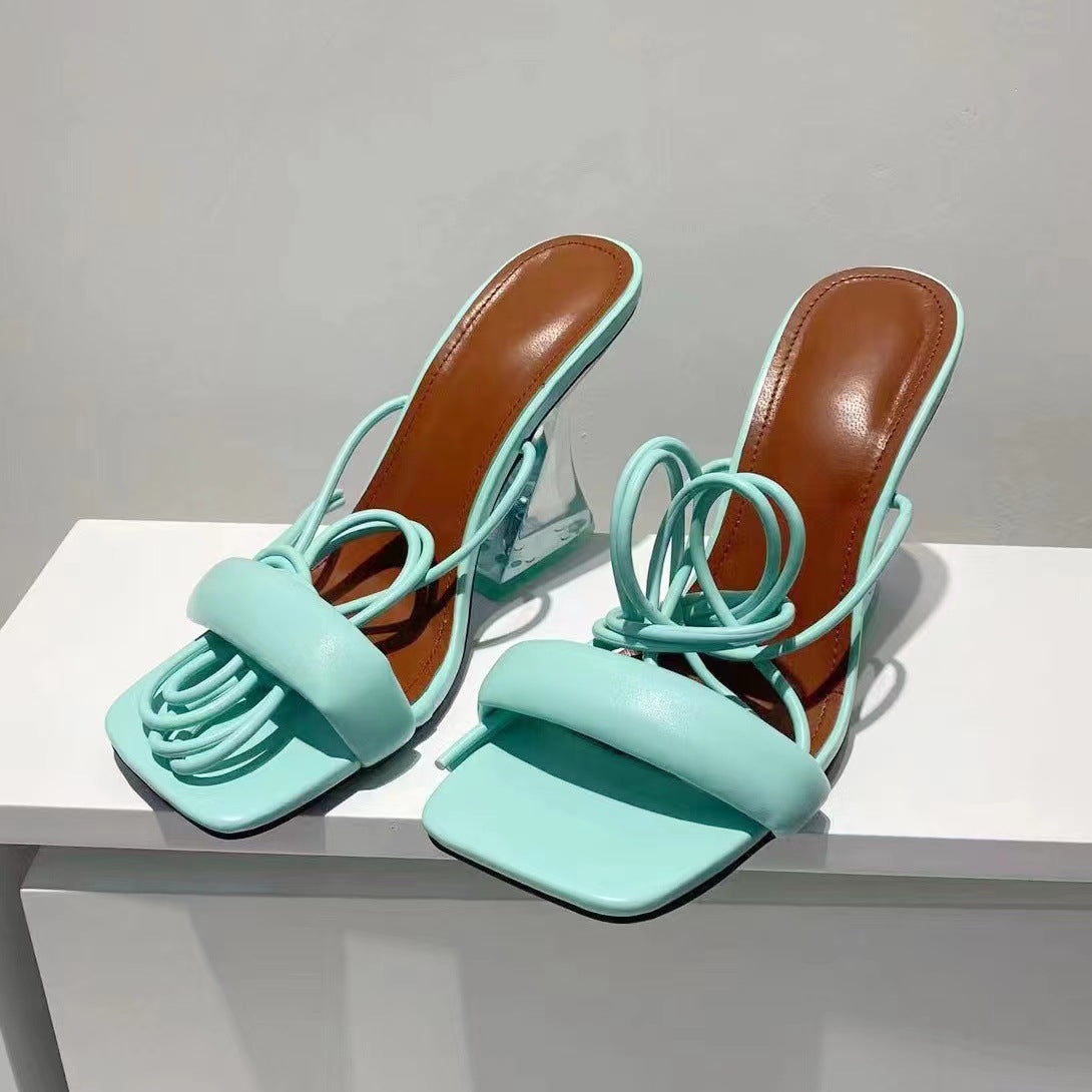 Summer New Plus Size Women's Shoes Roman Style Straps Thick Thick Heel High-Heeled Sandals