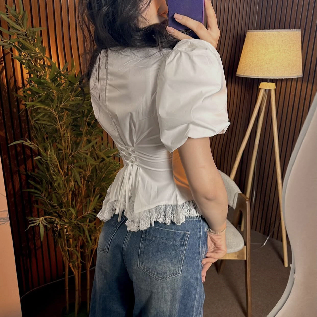 Lace Puff Sleeve Blouse