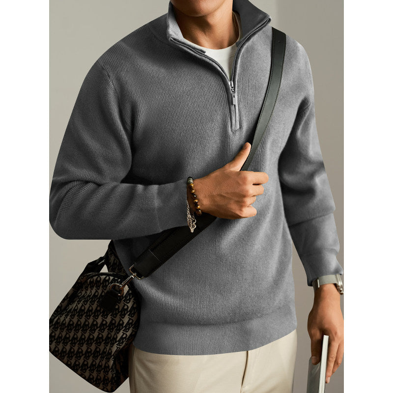 Half-Zip Wool Blend Cardigan Sweater