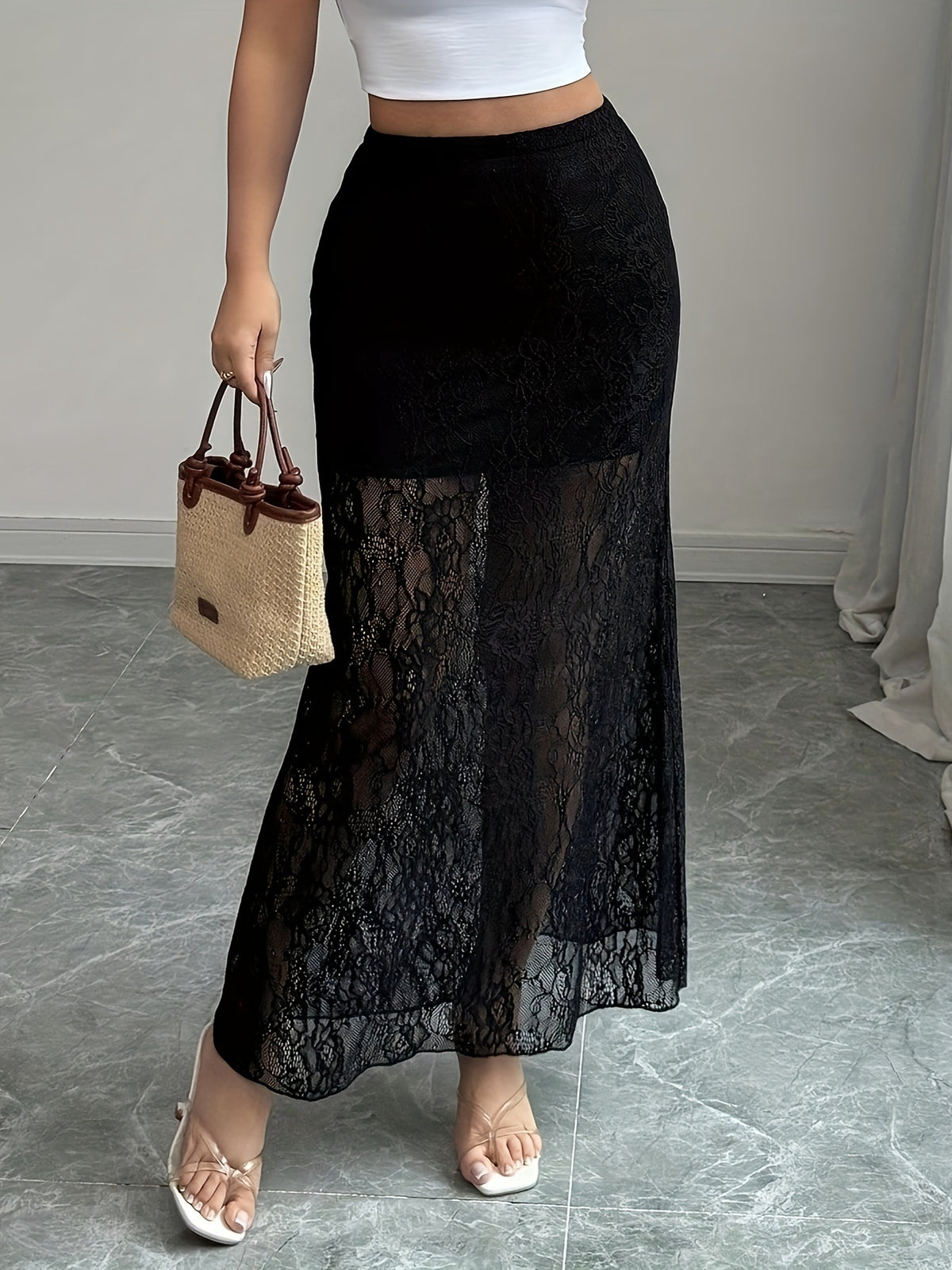 Elegant Lace Jacquard Fishtail Dress