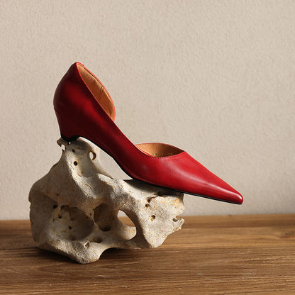 Women's Cowhide Retro Pointed Toe Sandals