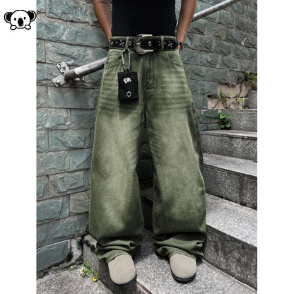 Washed Straight-Length Denim Pants