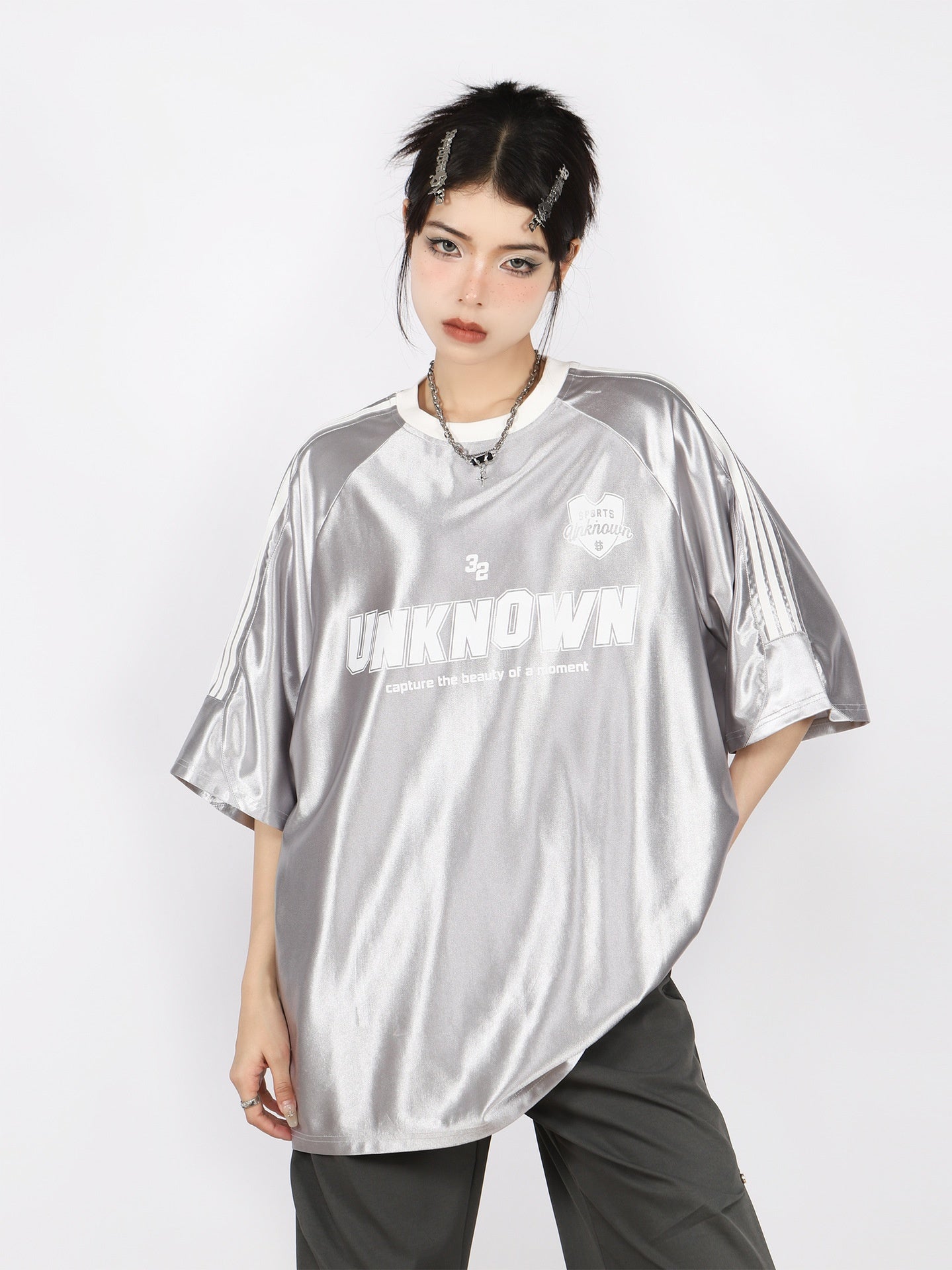 Retro summer three bar raglan half sleeved top