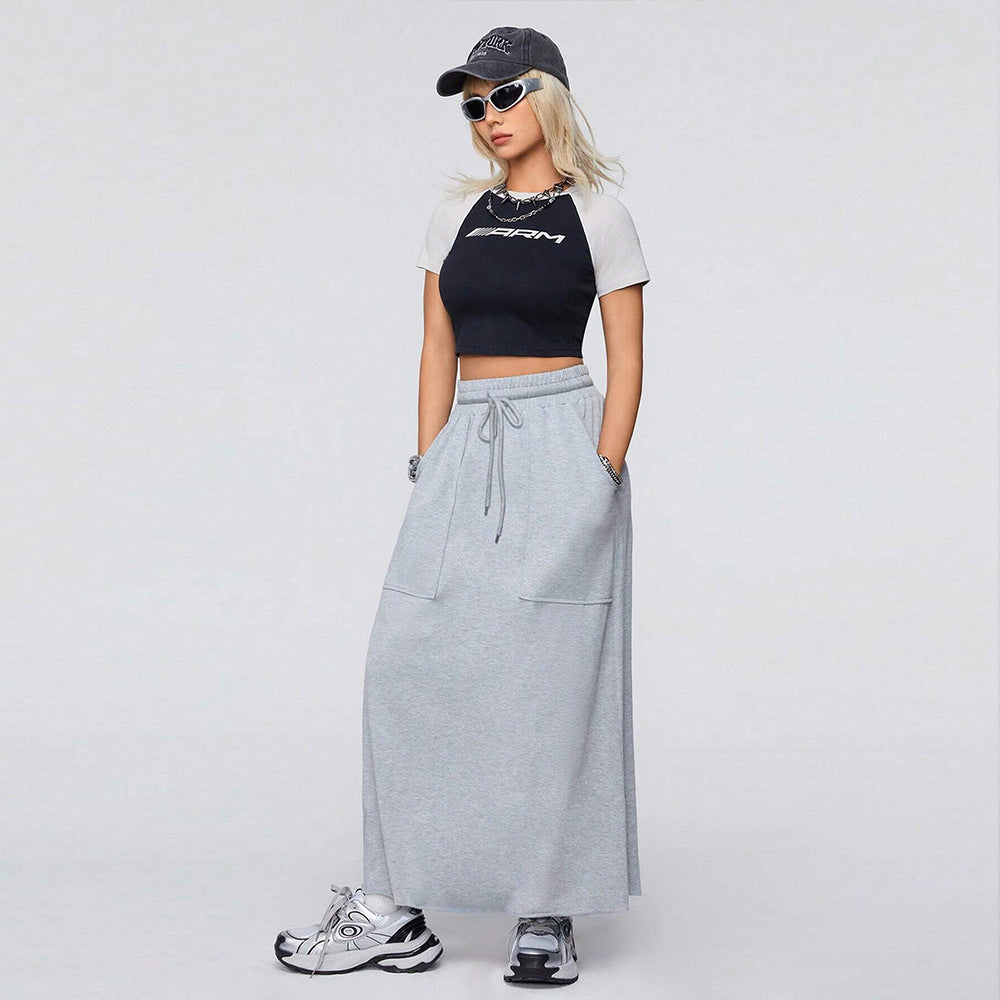 European and American women's fashionable casual loose sports half length skirt