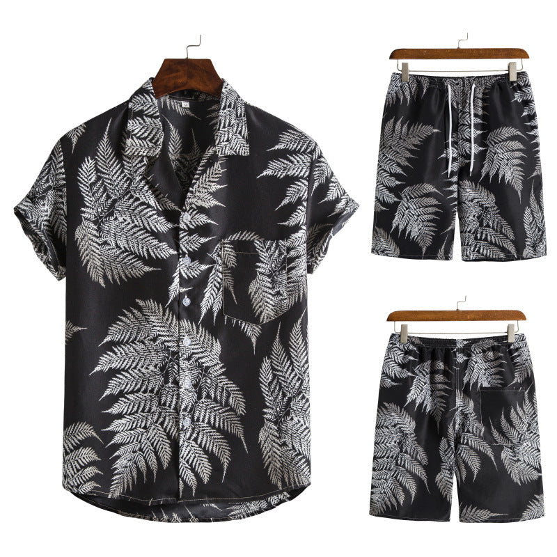 Hawaiian Series Strand Stijl Korte Mouw Shirt Strandbroek Tweedelig Set