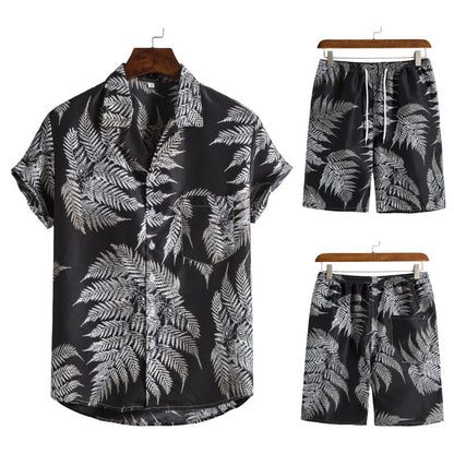 Hawaiian Series Strand Stijl Korte Mouw Shirt Strandbroek Tweedelig Set