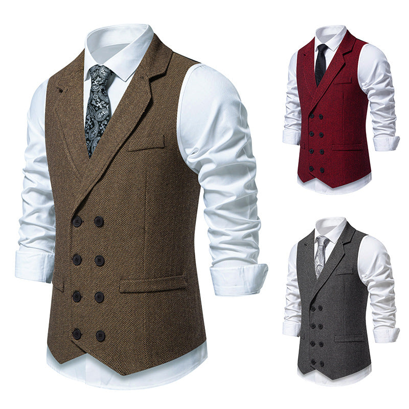 Mens Herringbone Tweed Vest