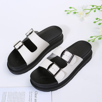 New Design Womens Flat Roman Sandals Thick Hollow Out Sandals
