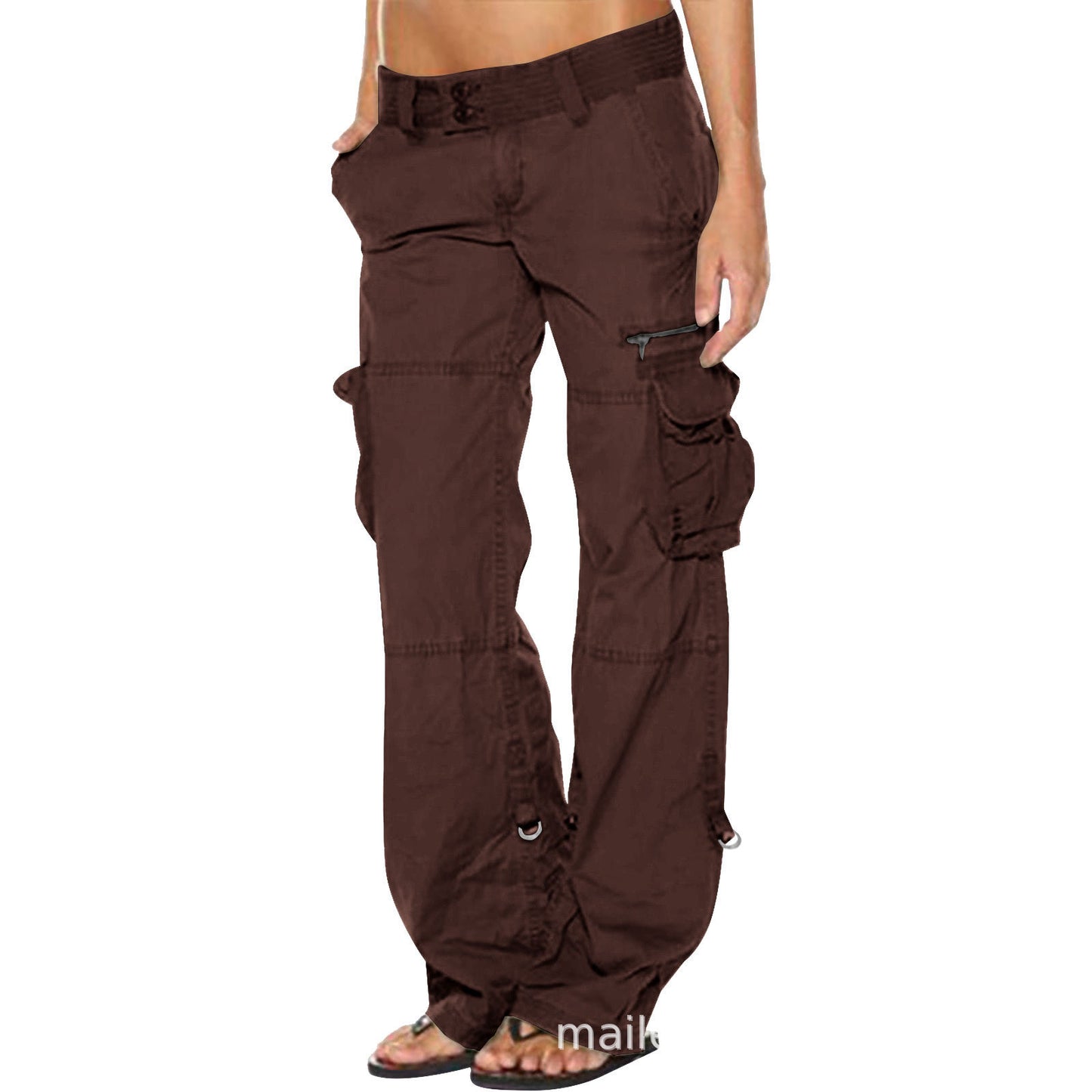 Multi pocket casual loose slimming straight leg women's work pants for women