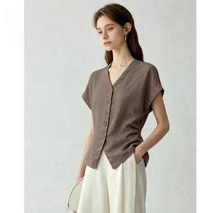 French Style Linen Shirt for Women Summer
