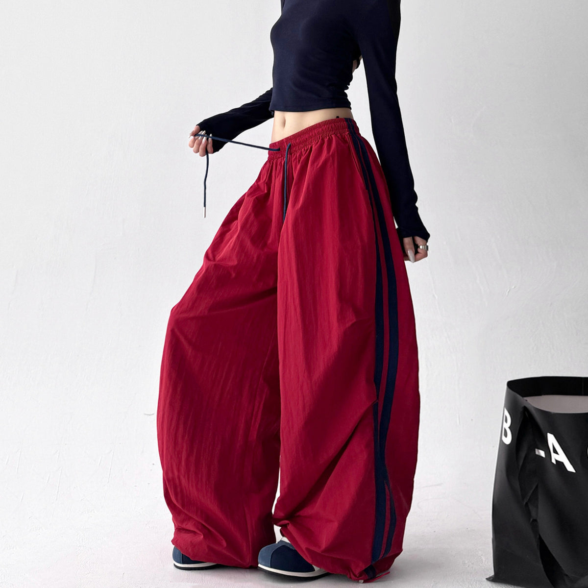 Retro Trendy Casual Pants Sporty Wide Leg Long Trousers