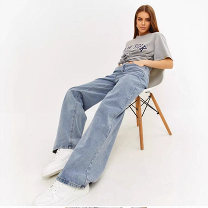 Dames vloerlange losse jeans