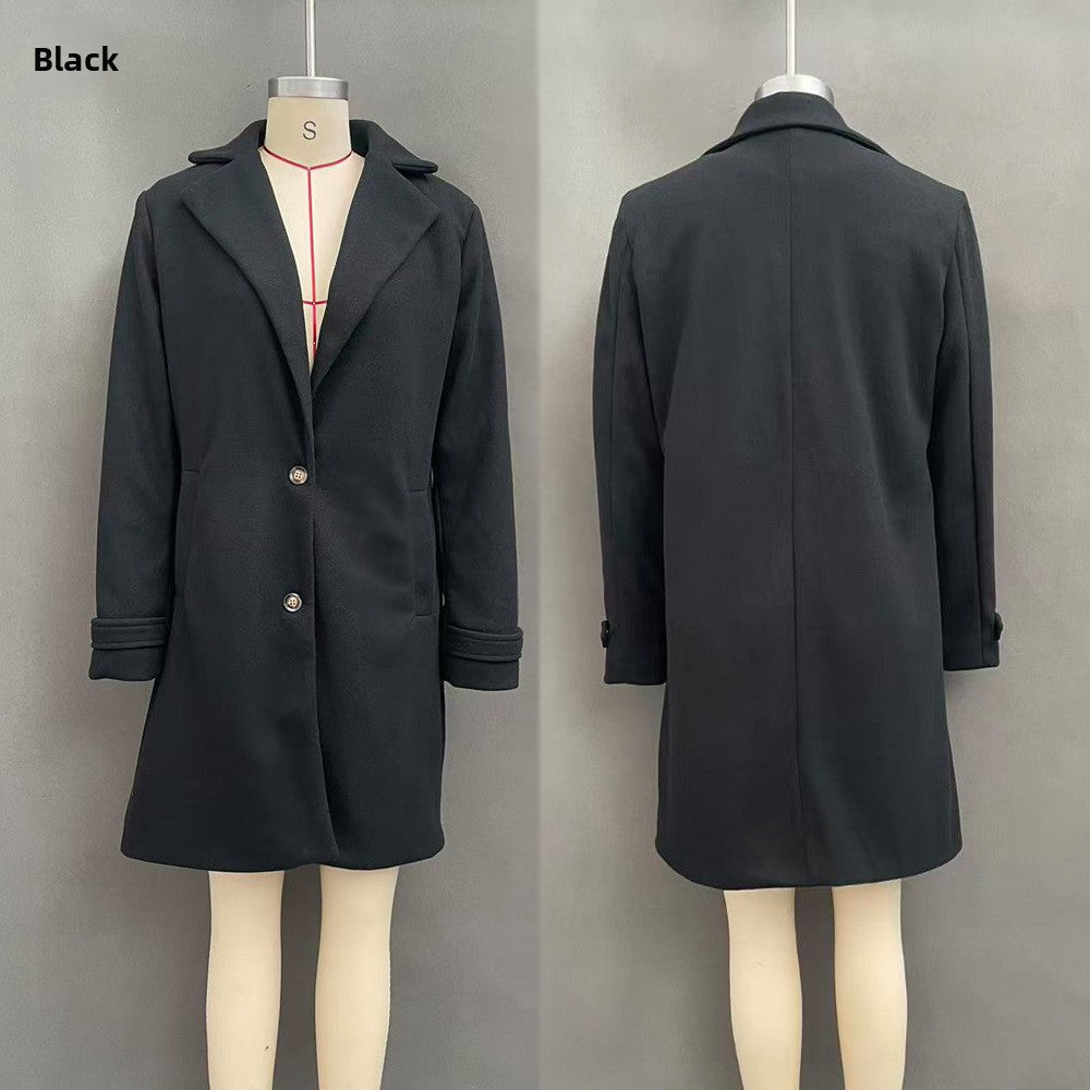 Retro Plaid Mid-Length Lapel Coat for Women