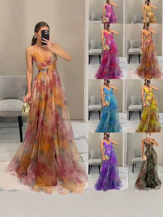 Floral Print Strappy Maxi Dress