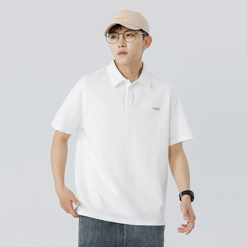 Short sleeved lapel loose T-shirt for men summer
