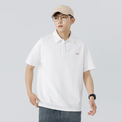 Short sleeved lapel loose T-shirt for men summer