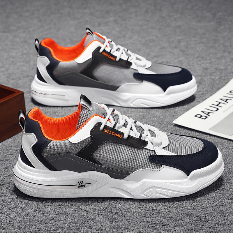Trendy heren sneakers met ronde neus van ademende mesh