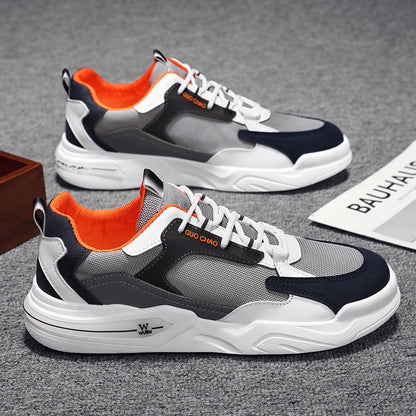 Trendy heren sneakers met ronde neus van ademende mesh