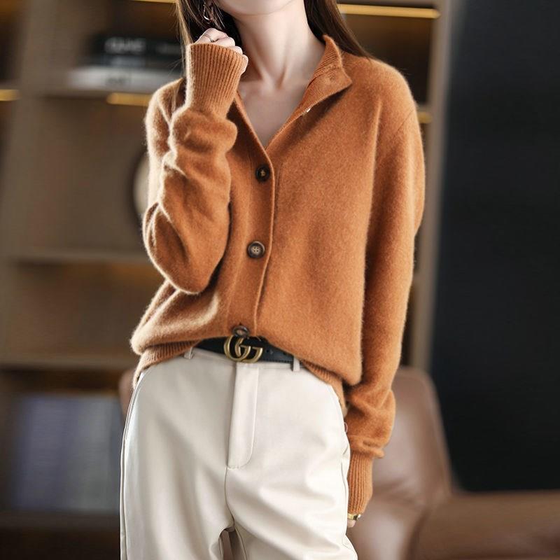 Women's Knit Sweater ? New Autumn/Winter Vintage-Style Cardigan, Relaxed-Fit Outerwear