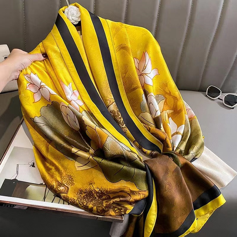 Women's Lijin Satin Scarf Floral Print Shawl
