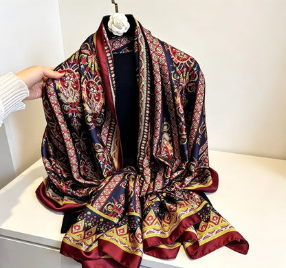 Women's Lijin Satin Scarf Floral Print Shawl
