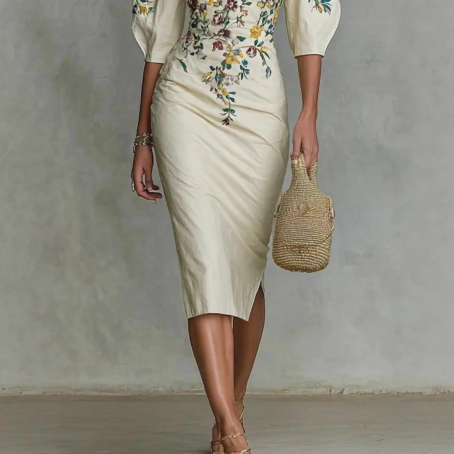 Elegant One-Shoulder Lantern Sleeve Dress