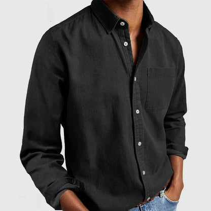 Men's Solid Color Long Sleeve Lapel Casual Shirt