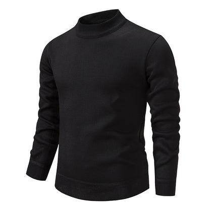 Men's Thickened Fleece-Lined Crew Neck Knit Sweater Autumn Winter
