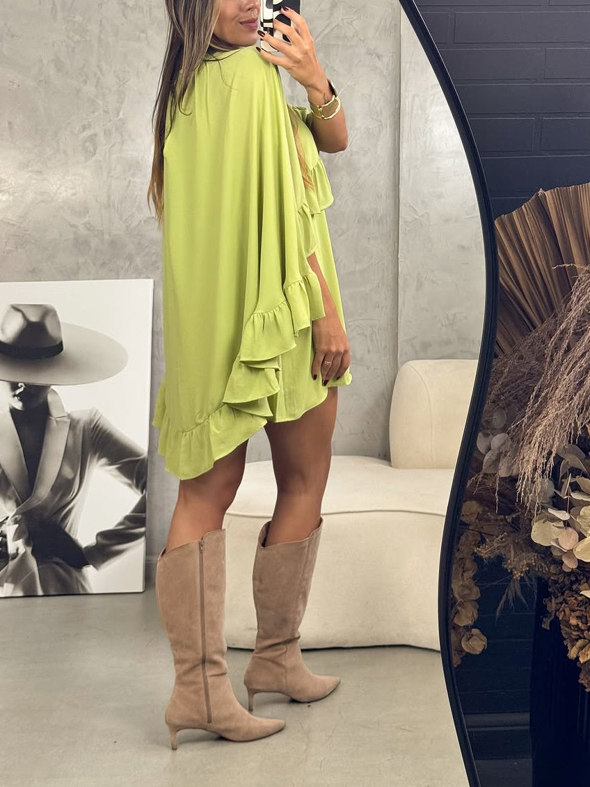 Bohemian geplooide losse jurk en top tweedelige set